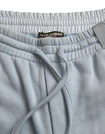 Dolce &amp; Gabbana Ljusblå Bomullsmjukisbyxor Herr Joggerbyxor