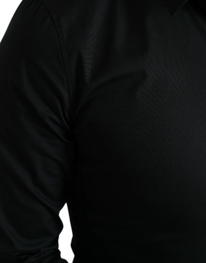 Dolce &amp; Gabbana svart bomullsstretchig smal formell skjorta