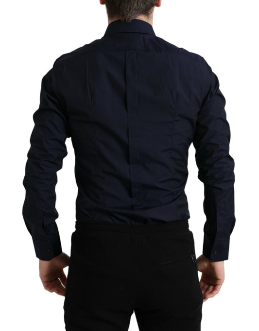 Dolce &amp; Gabbana Marinblå Slim Fit Formell Guldskjorta