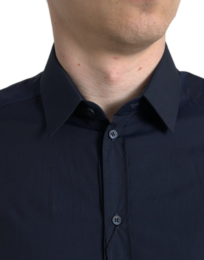 Dolce &amp; Gabbana Marinblå Slim Fit Formell Guldskjorta