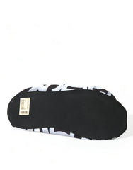 Dolce & Gabbana White Logo Print Nylon Slip On Flats Shoes