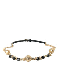 Dolce & Gabbana Black Suede Gold Chain Crystal Waist Belt