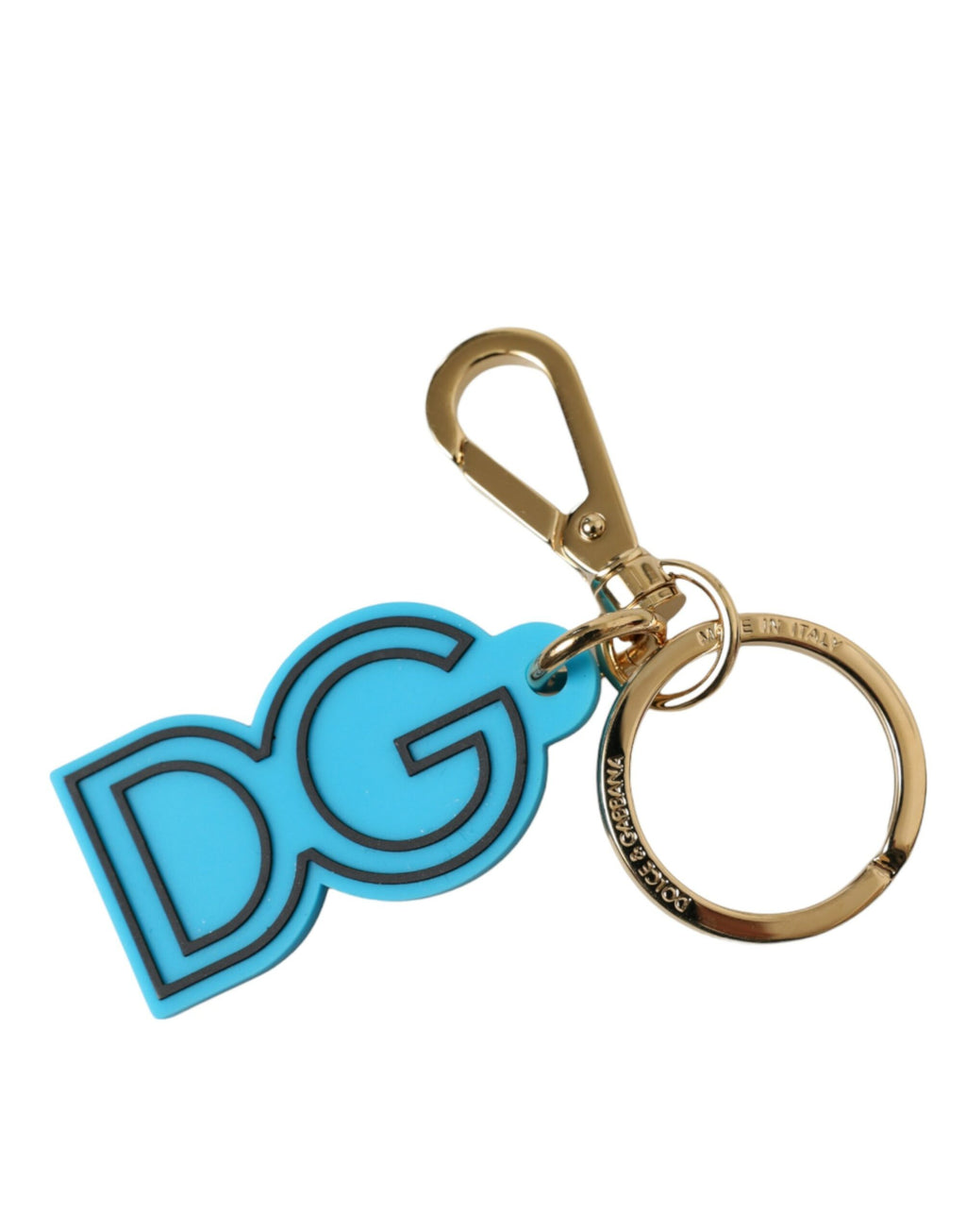 Blå gummi gullfarget metall DG Logo nøkkelring nøkkelring