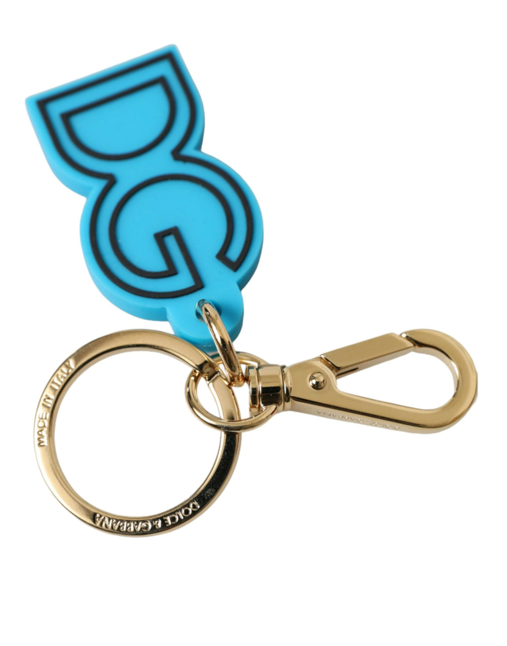 Blå gummi gullfarget metall DG Logo nøkkelring nøkkelring