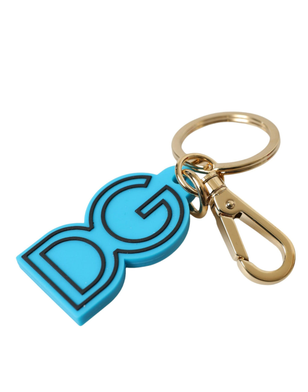 Blå gummi gullfarget metall DG Logo nøkkelring nøkkelring