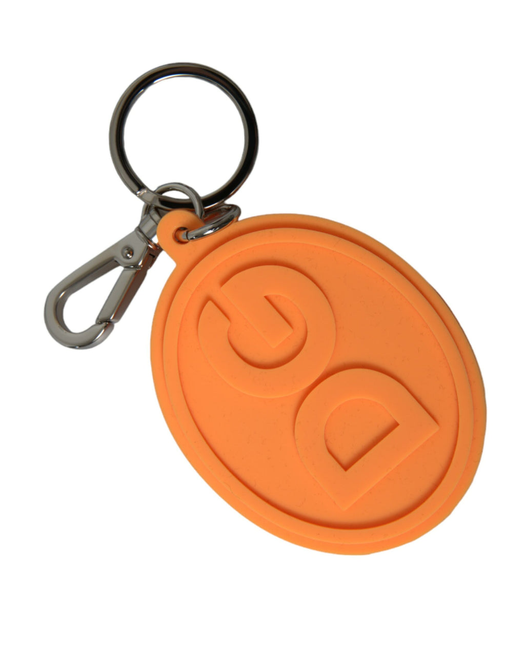 Oransje gummi DG-logo sølv messing metall nøkkelring nøkkelring