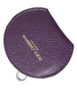 Dolce & Gabbana Purple Calfskin Leather Round Logo Hand Mirror Holder