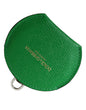 Dolce & Gabbana Green Calfskin Leather Round Logo Hand Mirror Holder