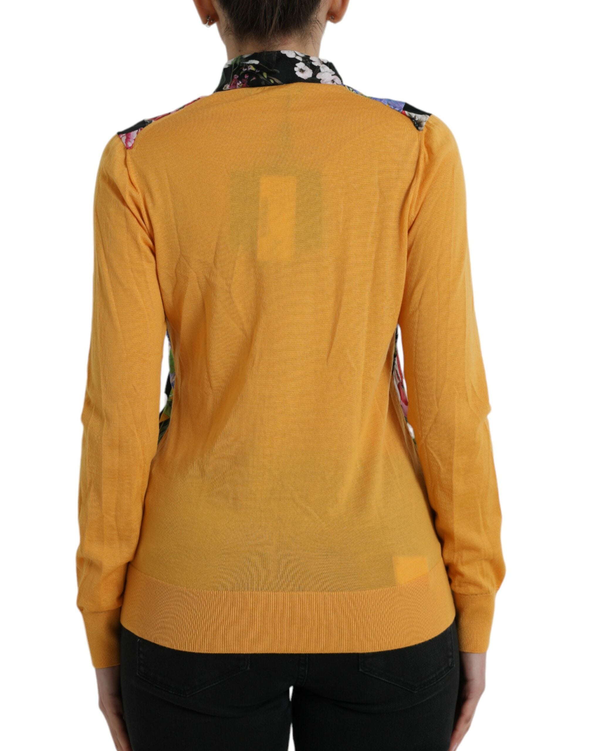 Flerfärgad patchwork cashmere henleytröja