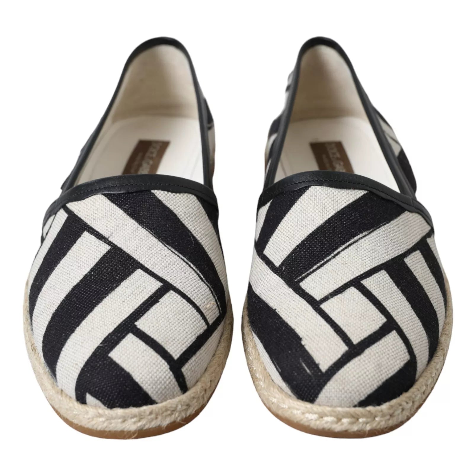 Svarte og hvite striper slip-on espadrillesko