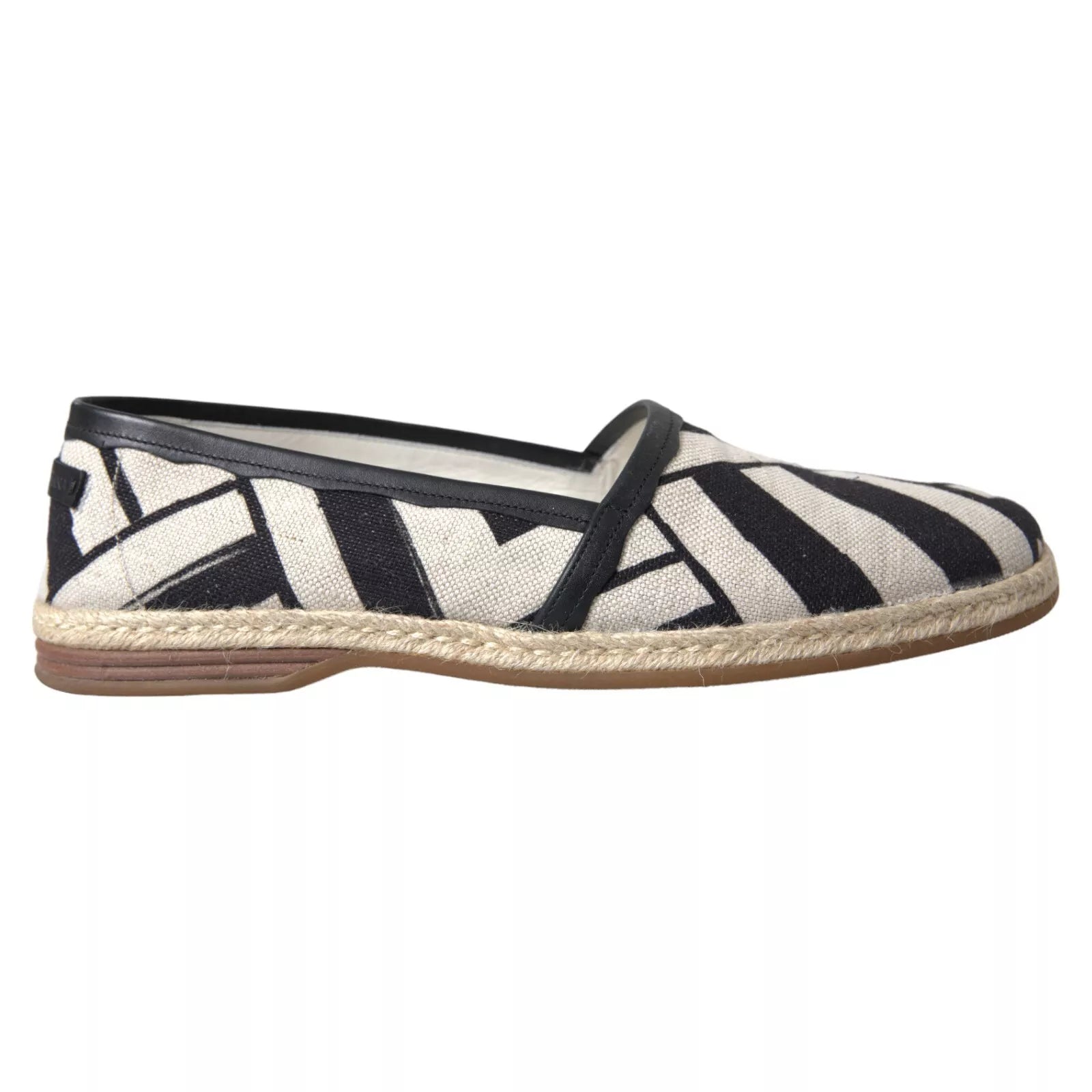 Svarte og hvite striper slip-on espadrillesko