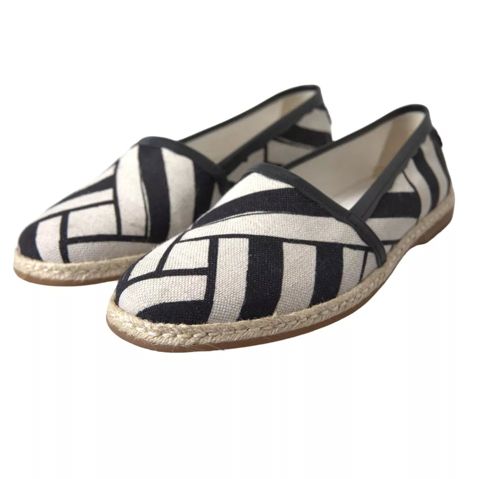 Svarte og hvite striper slip-on espadrillesko