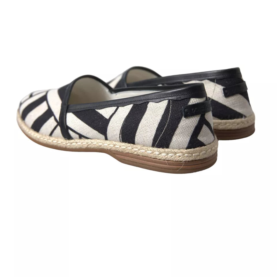 Svarte og hvite striper slip-on espadrillesko