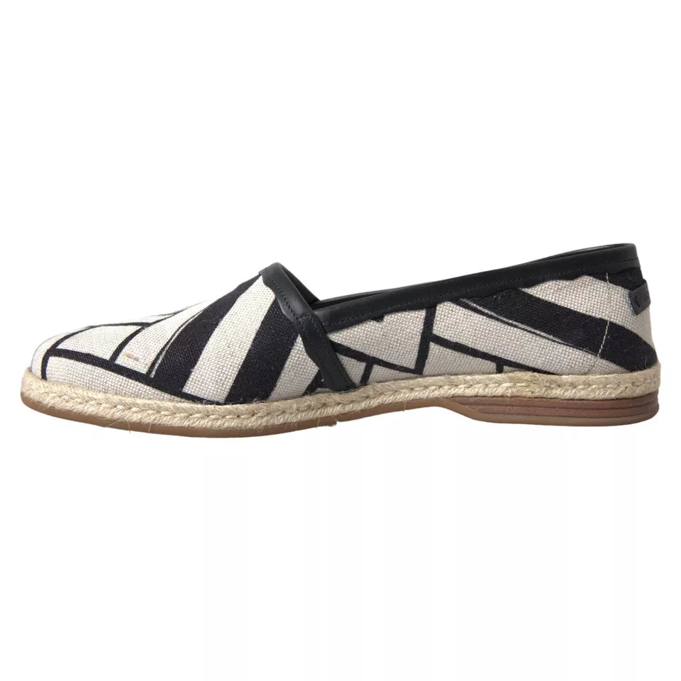 Svarte og hvite striper slip-on espadrillesko