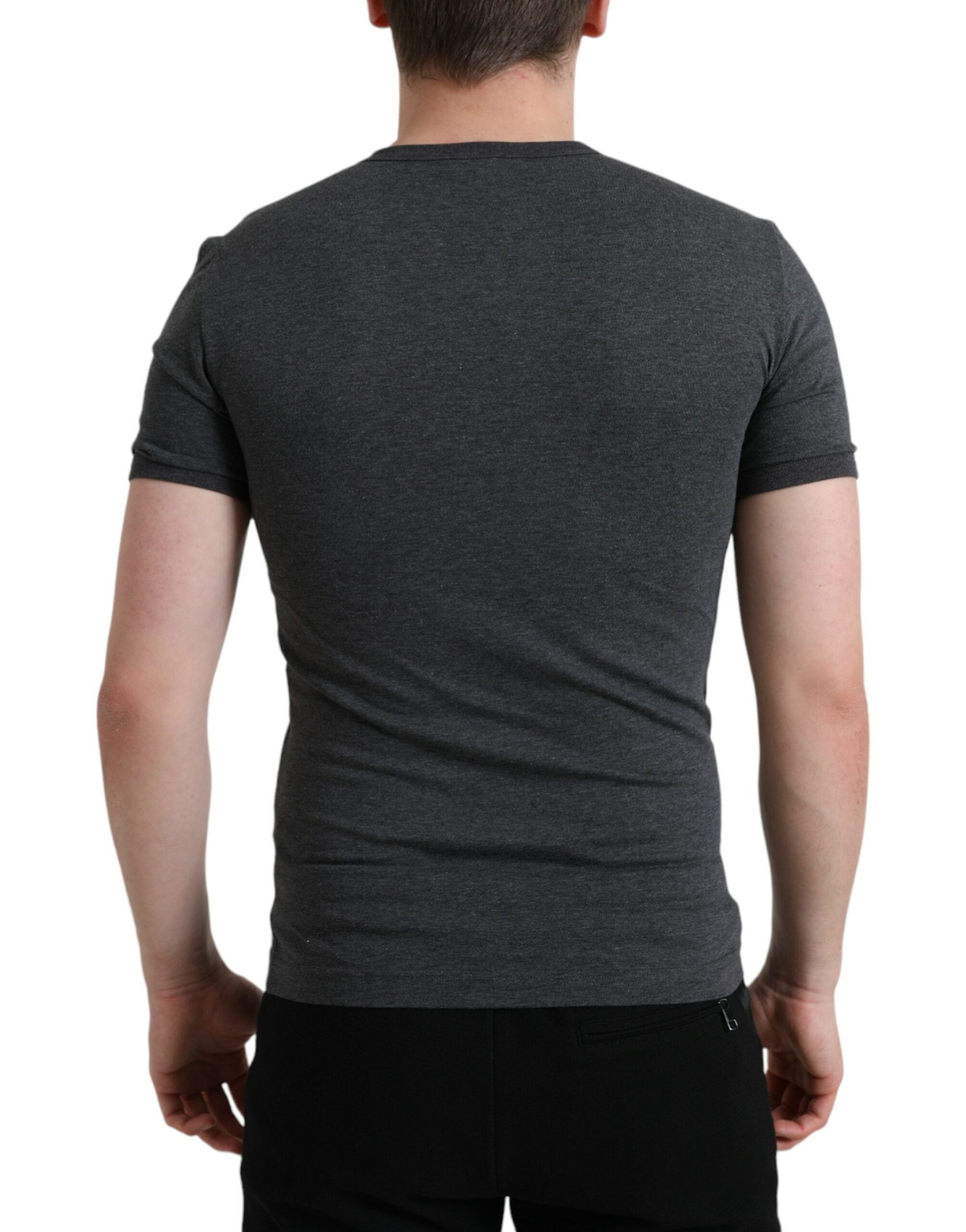 Dolce & Gabbana Dark Gray Cotton Crew Neck T-shirt