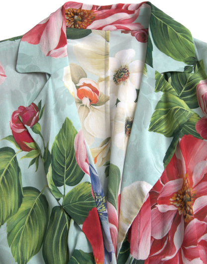 Dolce &amp; Gabbana Blå Blommig Jumpsuit med Vida Ben