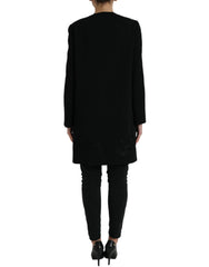 Dolce & Gabbana Black Floral Wool Button Embellished Jacket