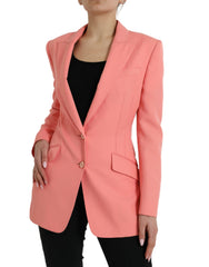 Dolce & Gabbana Pink Polyester Single Breasted Blazer Jacket