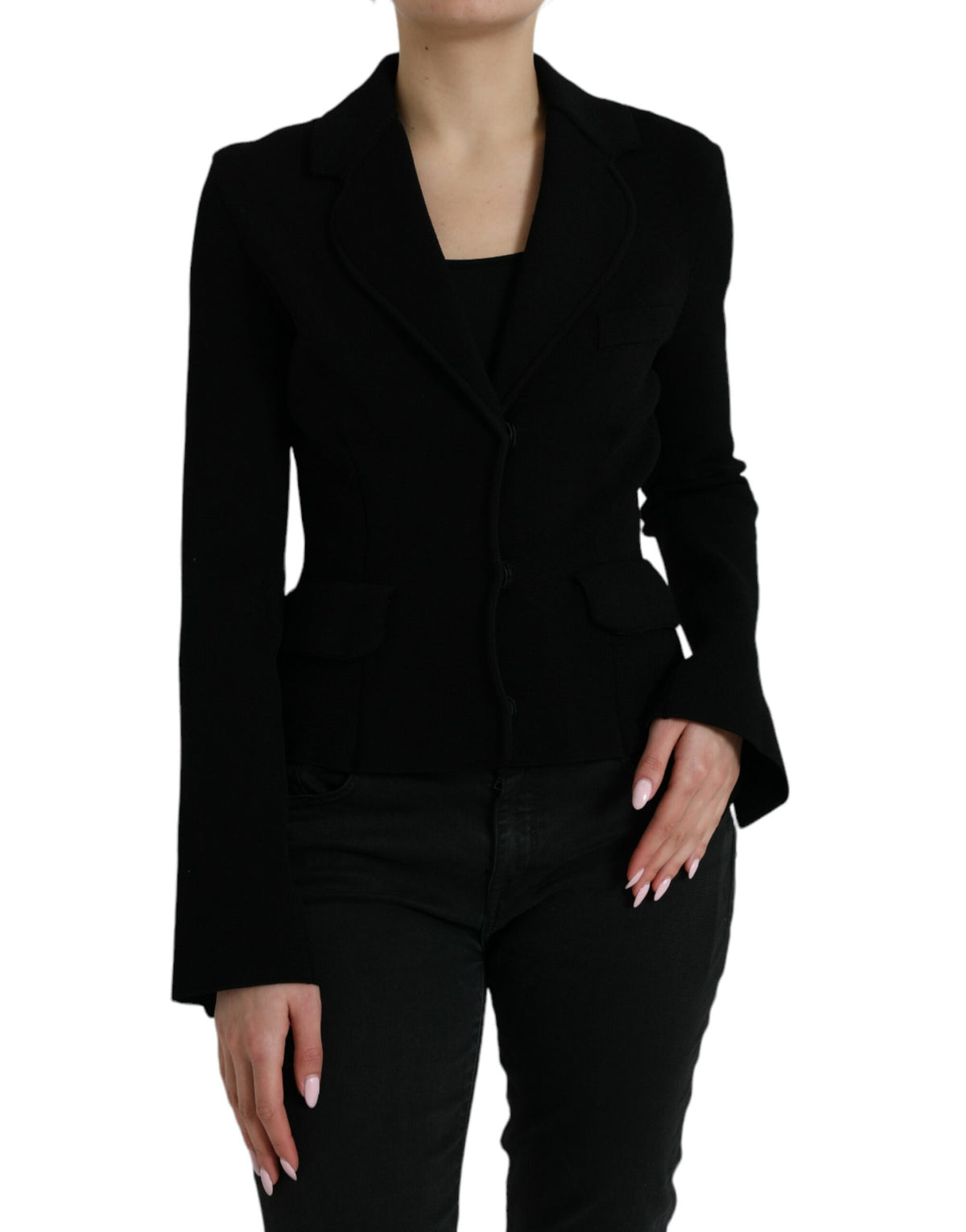 Dolce & Gabbana Black Viscose Single Breasted Blazer Jacket