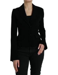 Dolce & Gabbana Black Viscose Single Breasted Blazer Jacket