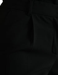 Dolce & Gabbana Black Wool Mid Waist Tapered Pants