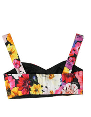 Dolce & Gabbana Multicolor Floral Sleeveless Bustier Crop Top