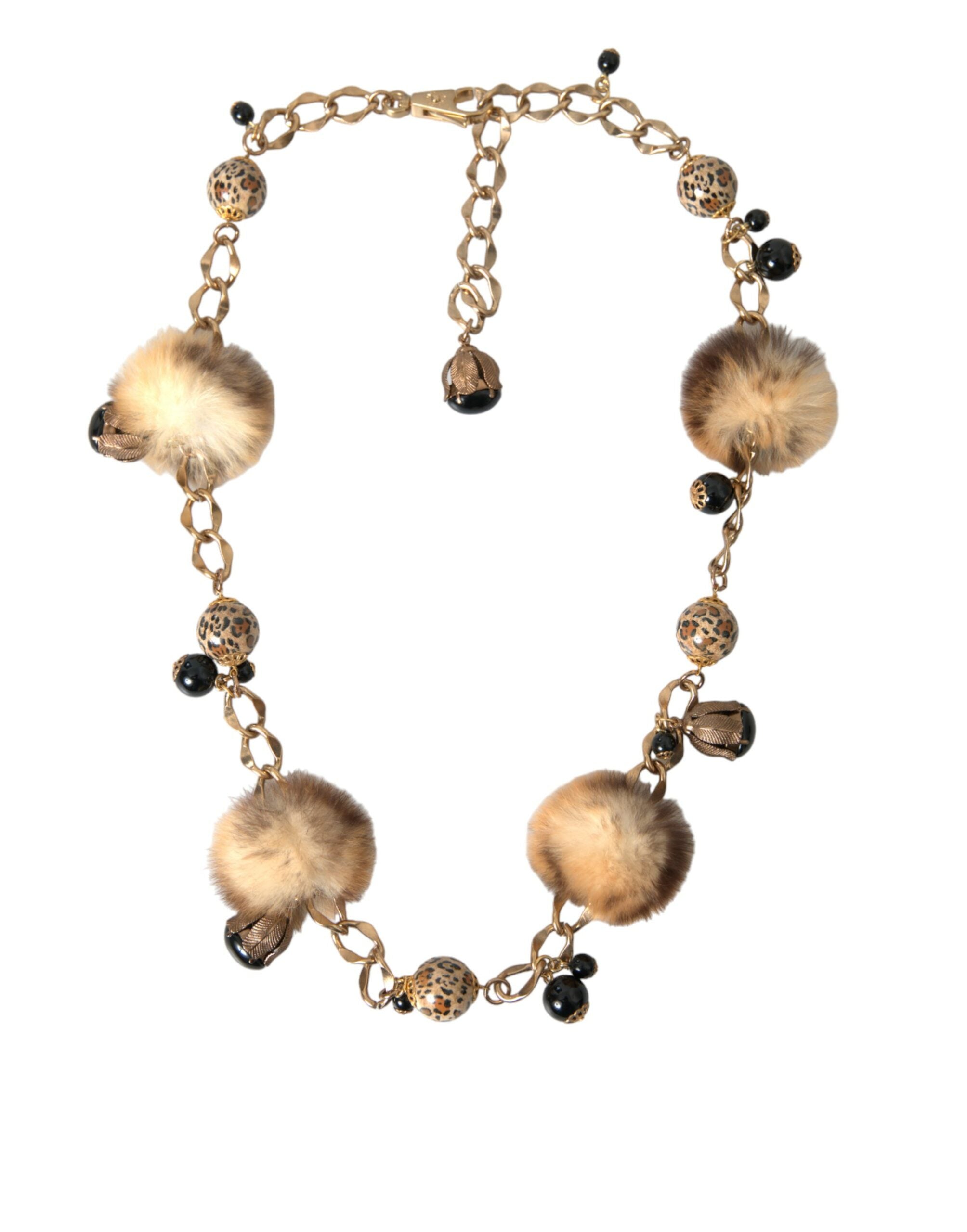 Gullmessing Leopardpels Perle Collierkjede Belte
