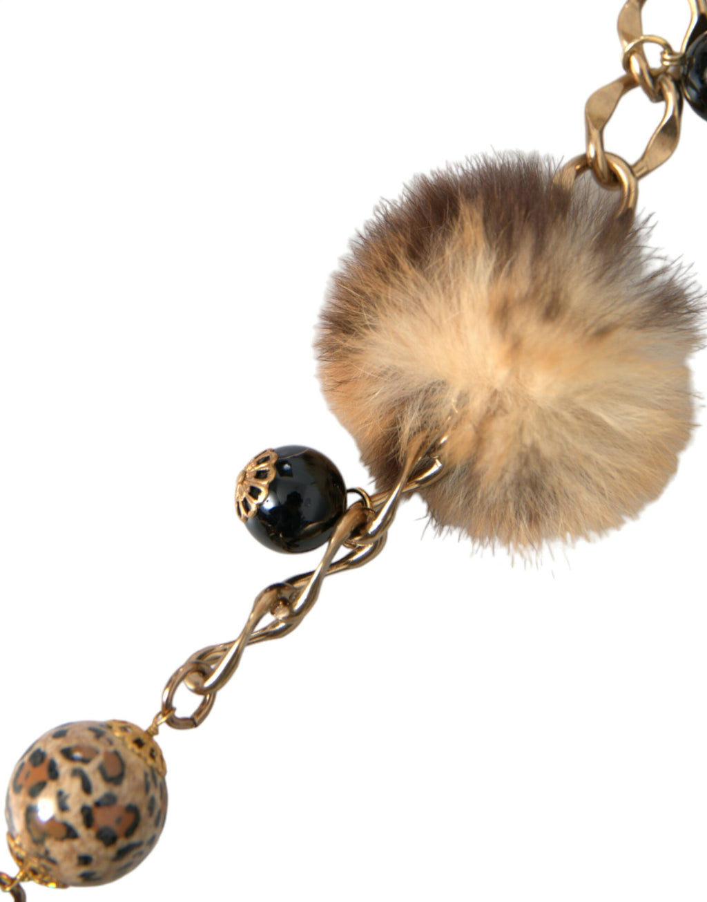Gullmessing Leopardpels Perle Collierkjede Belte