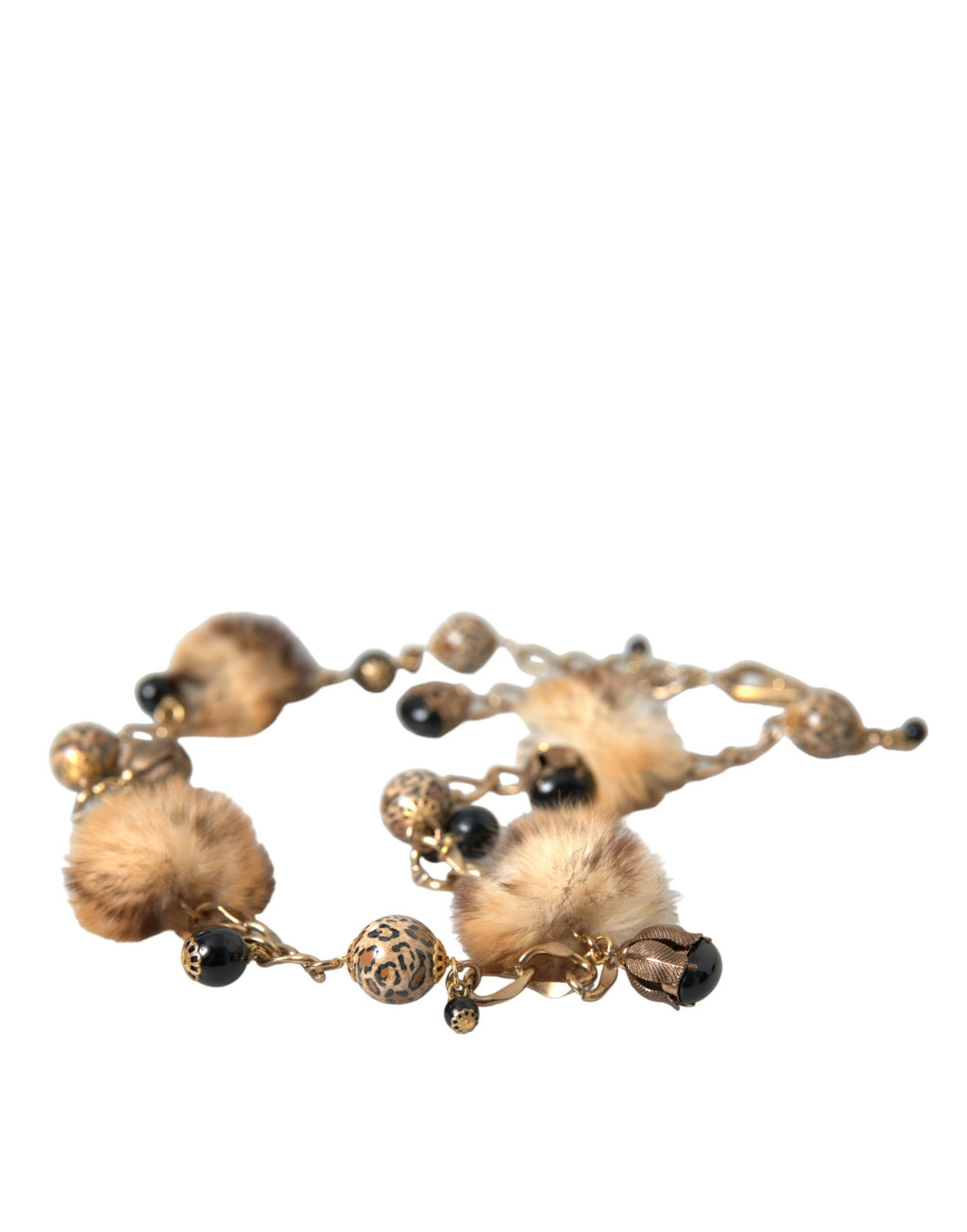 Gullmessing Leopardpels Perle Collierkjede Belte