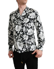 Dolce & Gabbana Black White Floral Button Down Casual Shirt