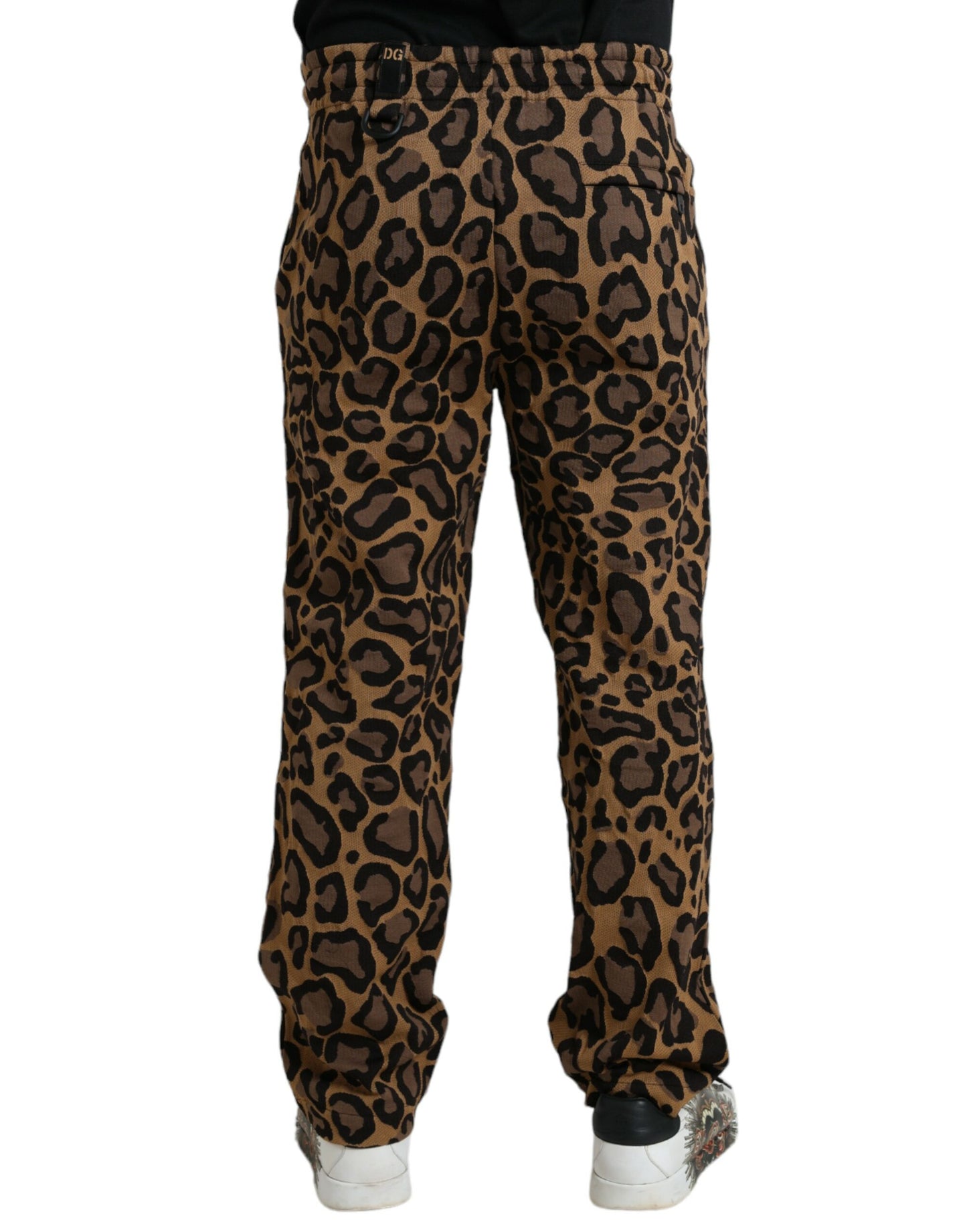 Dolce &amp; Gabbana Bruna Leopardmönstrade Joggingbyxor i Polyester