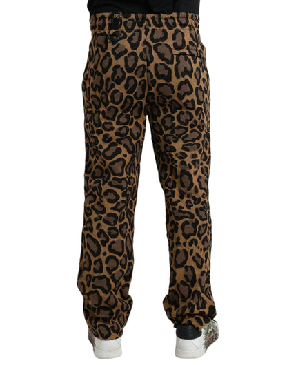 Dolce &amp; Gabbana Bruna Leopardmönstrade Joggingbyxor i Polyester