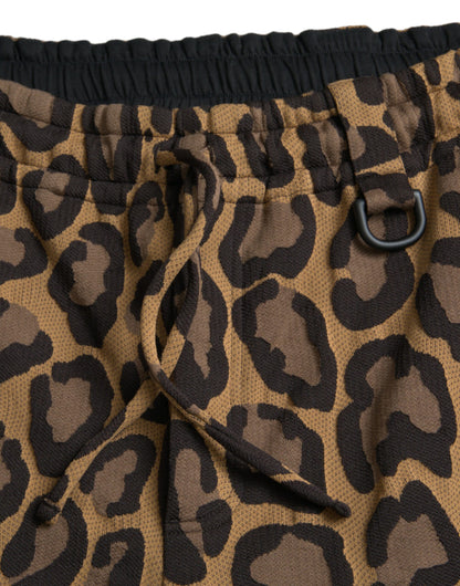 Dolce &amp; Gabbana Bruna Leopardmönstrade Joggingbyxor i Polyester