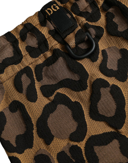 Dolce &amp; Gabbana Bruna Leopardmönstrade Joggingbyxor i Polyester