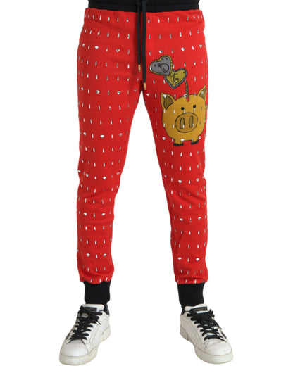 Dolce &amp; Gabbana Röda Grisens År Jogger Träningsbyxor Byxor