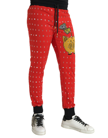 Dolce &amp; Gabbana Röda Grisens År Jogger Träningsbyxor Byxor