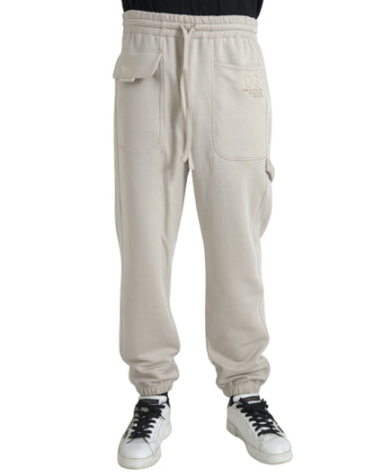 Dolce &amp; Gabbana Off White Viskos Cargo Jogger Träningsbyxor Byxor