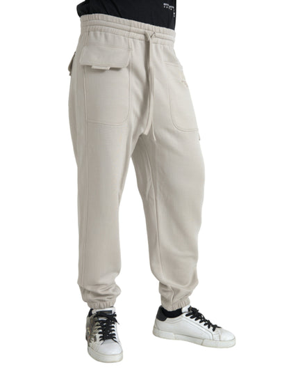 Dolce &amp; Gabbana Off White Viskos Cargo Jogger Träningsbyxor Byxor