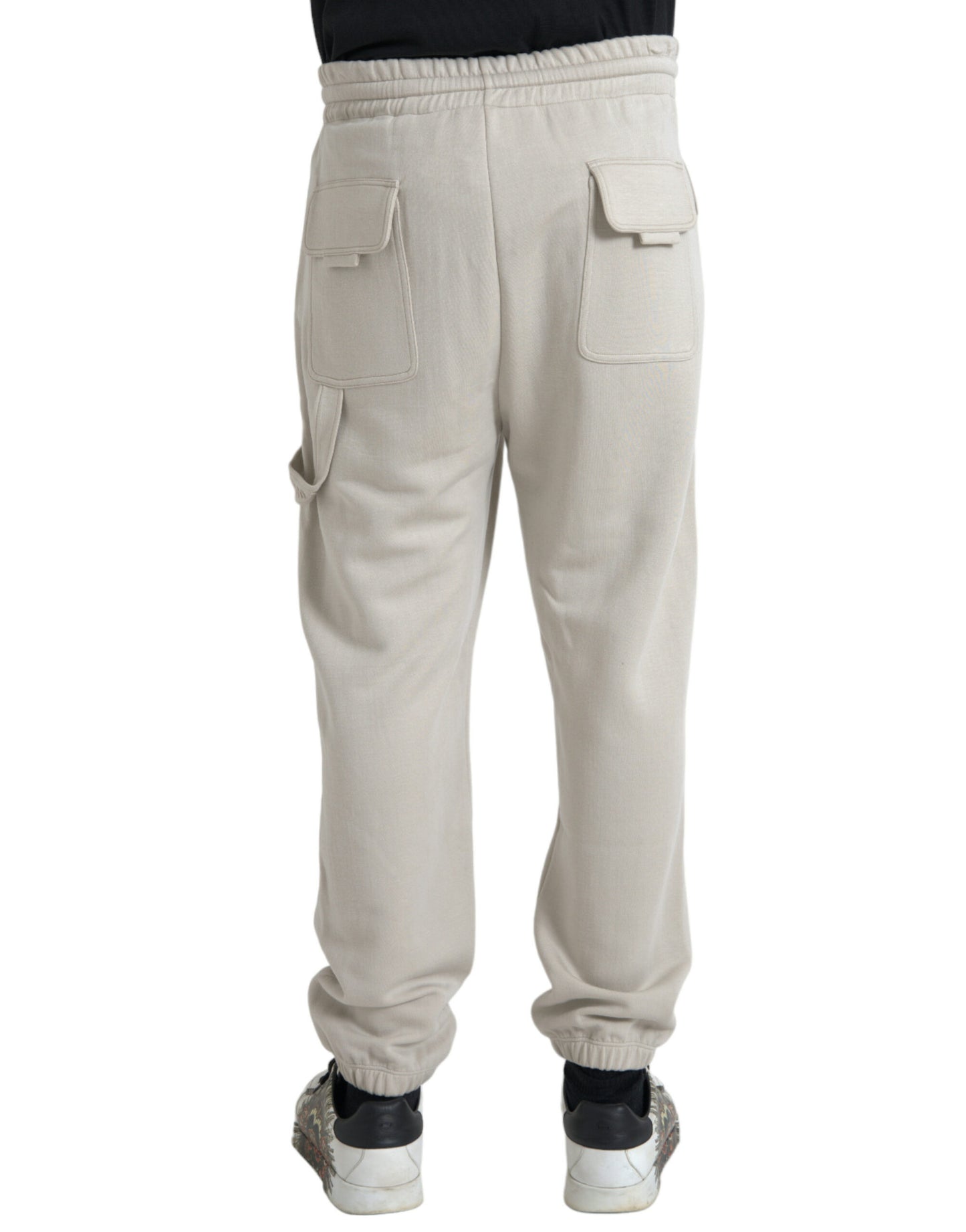 Dolce &amp; Gabbana Off White Viskos Cargo Jogger Träningsbyxor Byxor