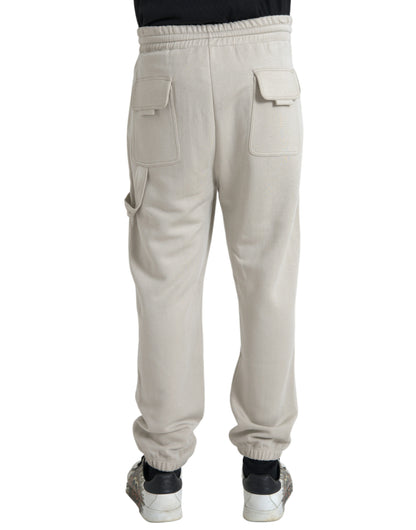 Dolce &amp; Gabbana Off White Viskos Cargo Jogger Träningsbyxor Byxor