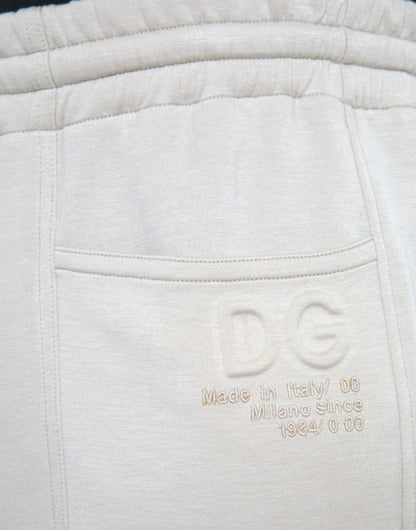 Dolce &amp; Gabbana Off White Viskos Cargo Jogger Träningsbyxor Byxor
