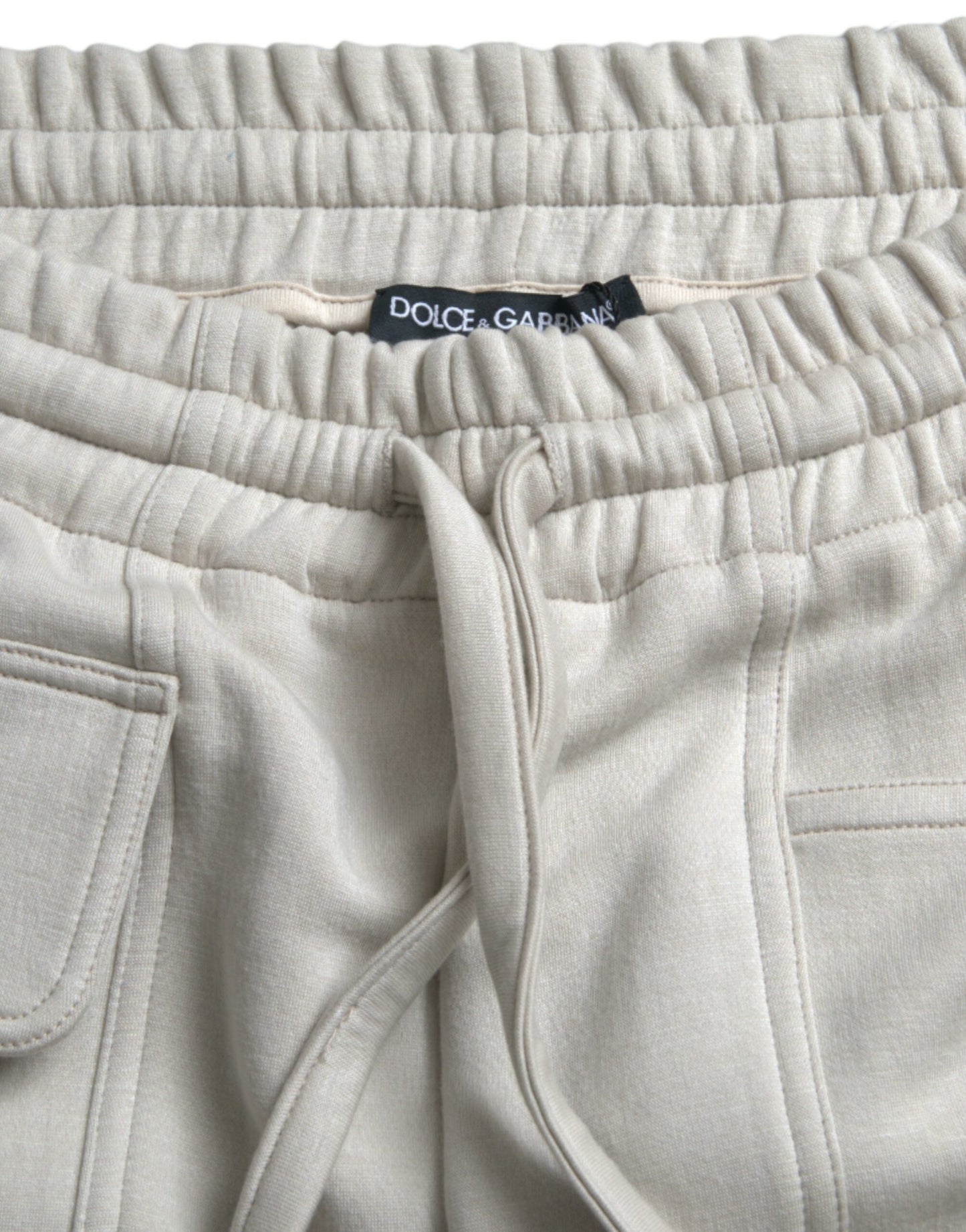 Dolce &amp; Gabbana Off White Viskos Cargo Jogger Träningsbyxor Byxor
