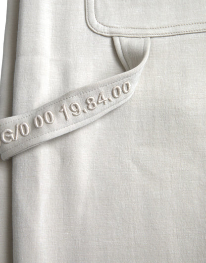 Dolce &amp; Gabbana Off White Viskos Cargo Jogger Träningsbyxor Byxor