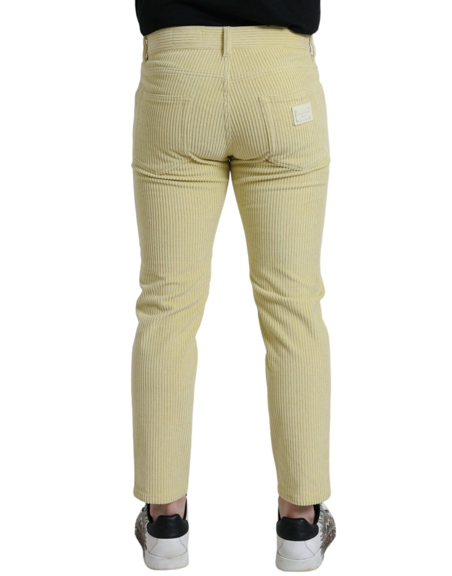 Dolce &amp; Gabbana Gula Manchesterjeans med Logotypplakett och Skinny Denim