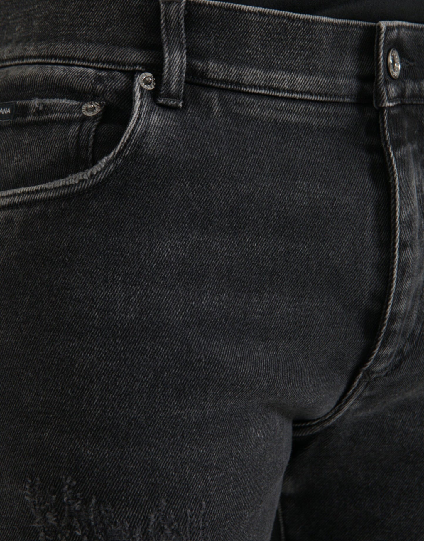 Dolce &amp; Gabbana Grå Bomullsstretch Skinny Denim Jeans Med Logotyp