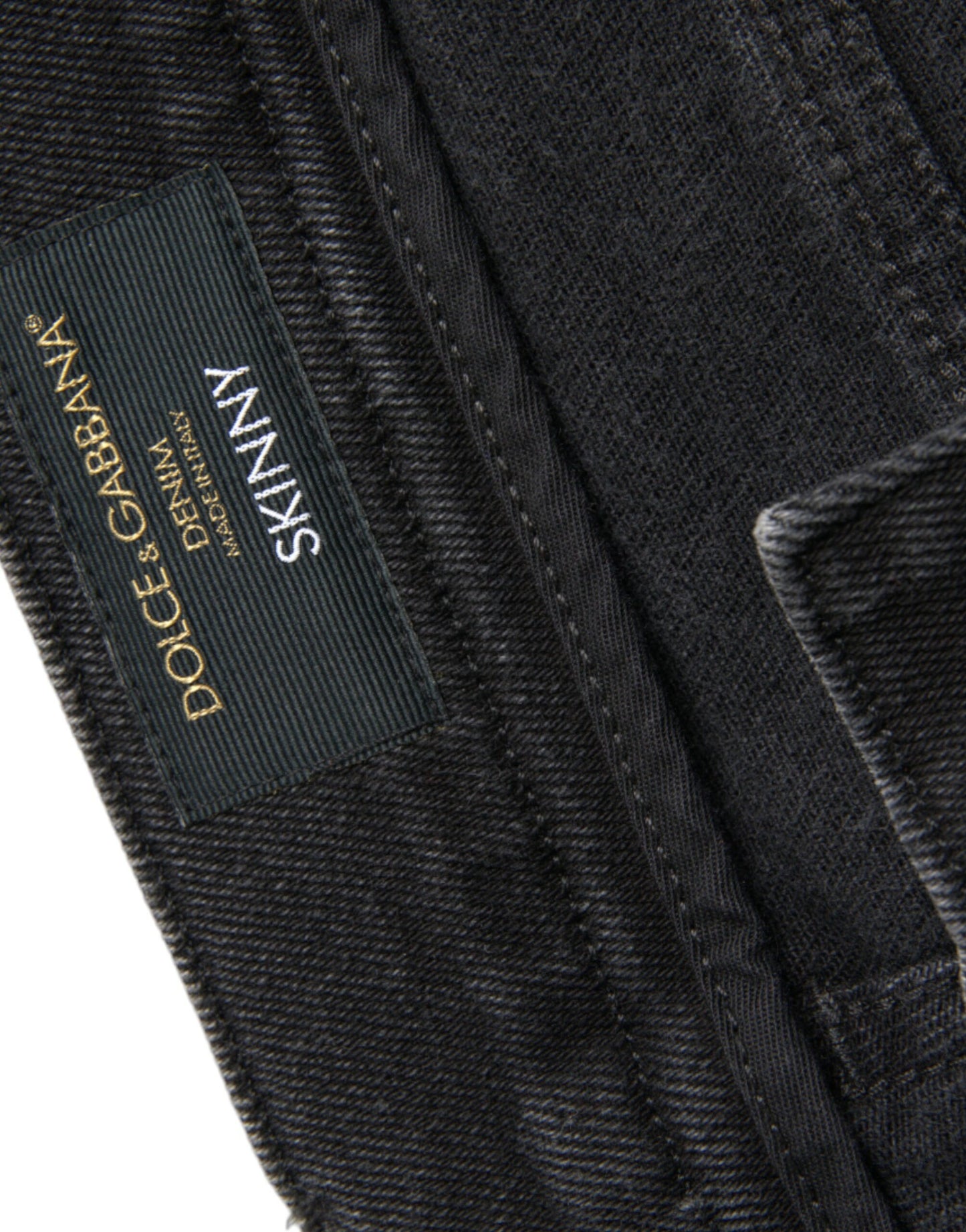 Dolce &amp; Gabbana Grå Bomullsstretch Skinny Denim Jeans Med Logotyp