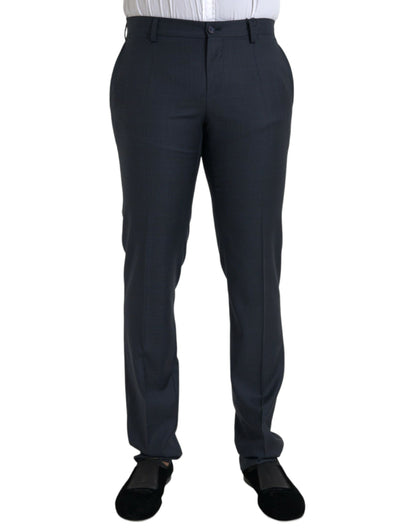 Dolce &amp; Gabbana Blå Ull Herr Skinny Dressbyxor