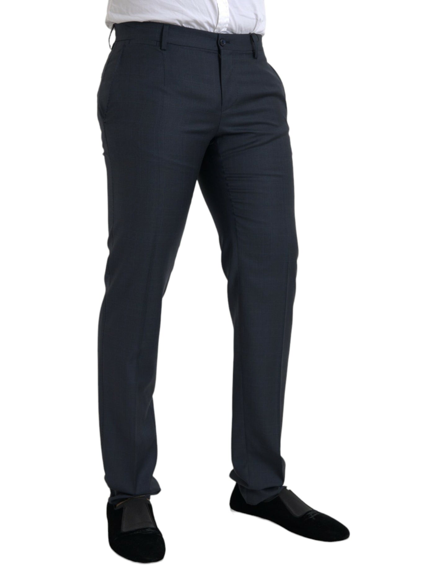 Dolce &amp; Gabbana Blå Ull Herr Skinny Dressbyxor