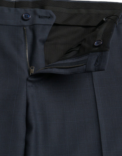 Dolce &amp; Gabbana Blå Ull Herr Skinny Dressbyxor