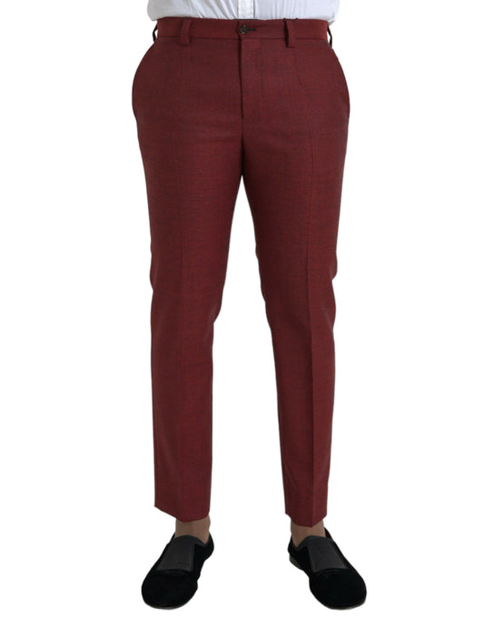Dolce &amp; Gabbana Rödbruna Ull Herr Skinny Dress Pants